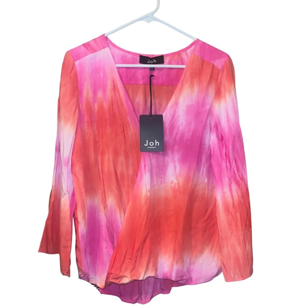 Joh Apparel Bright Pink & Orange Tie-Dye Blouse